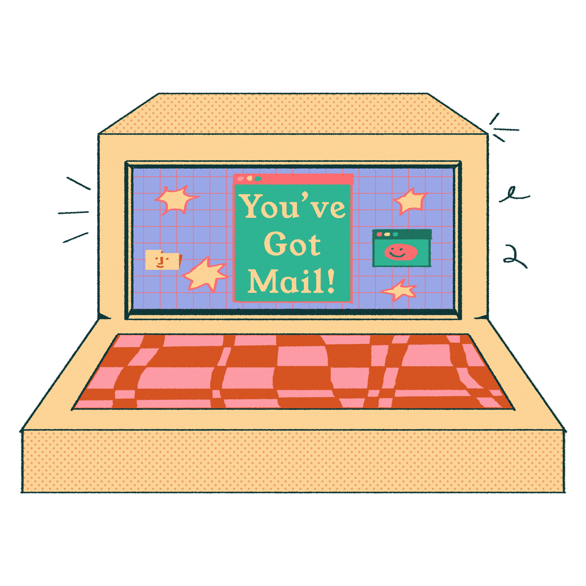 illustration of a retro desktop computer